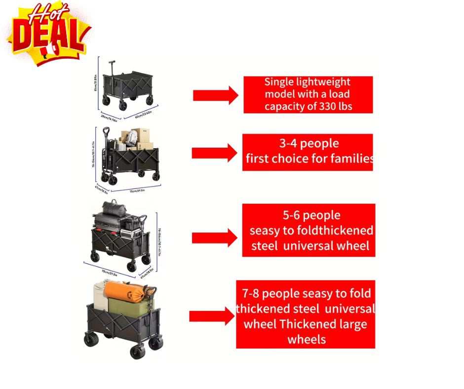 Versatile Heavy-Duty Collapsible Cart for Camping, Beach & Shopping