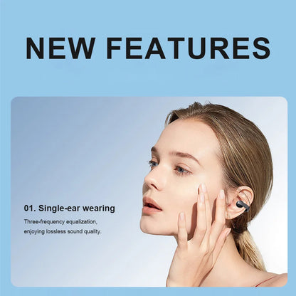 Wireless Ear Clip On Earphone Waterproof Bluetooth-Compatible 5.4 Sports Earphones Noise Canceling HiFi Stereo Headset