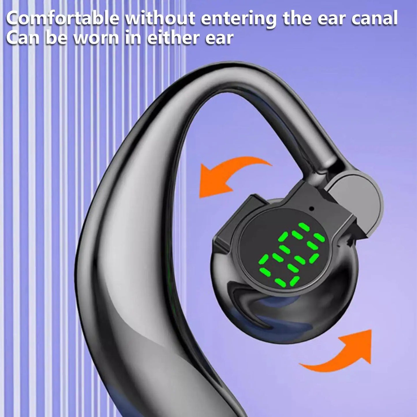 Single Ear-hook Blue Tooth 5.4 Headset Digital Display Wireless Sports Earbuds For Music Phone Calls Running Work Gym